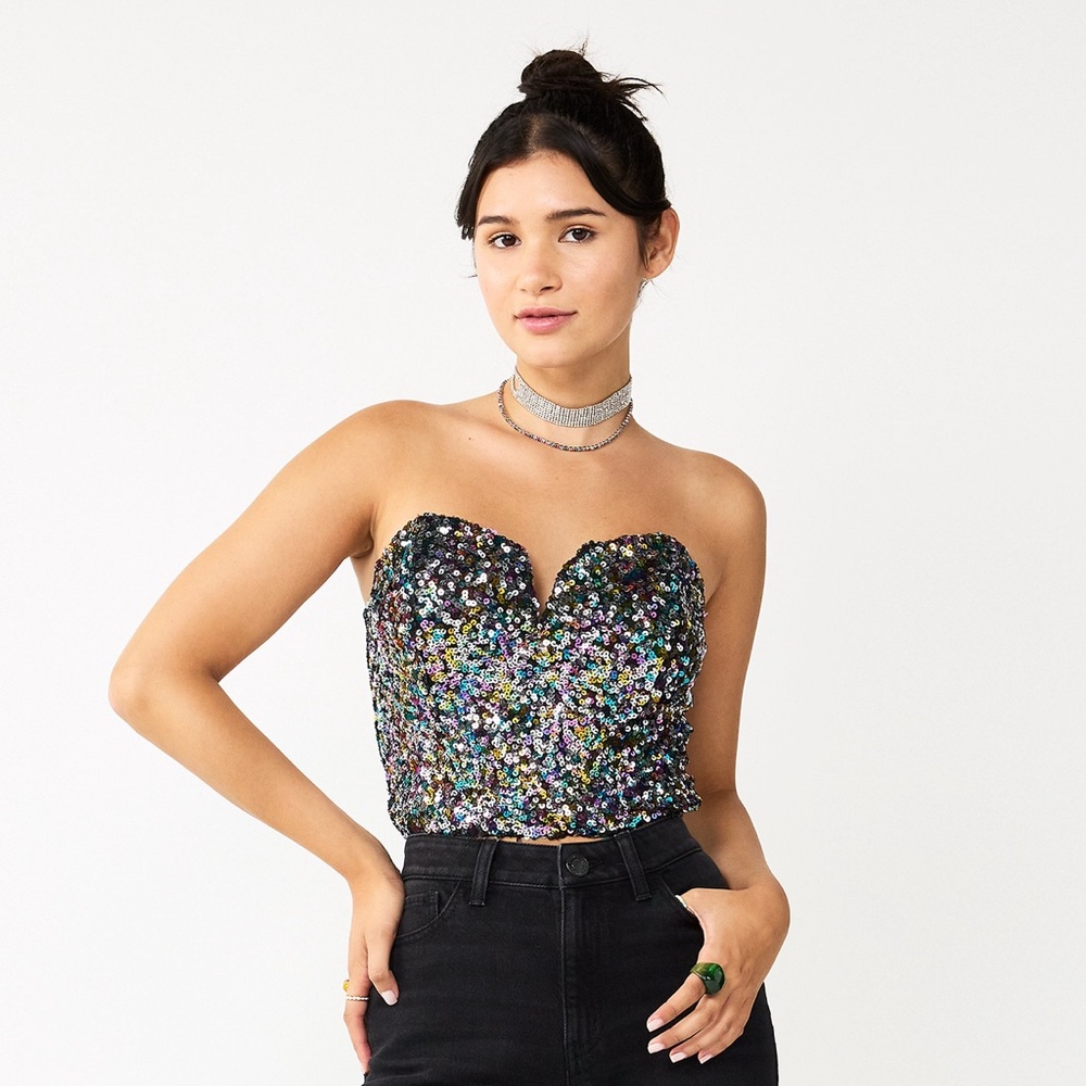 Juniors’ SO Sequined Busteir Top